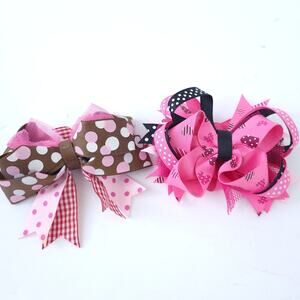 Lot 2 Valentine's Day Toddler Little Girls Hairbows, Pink, Cute!